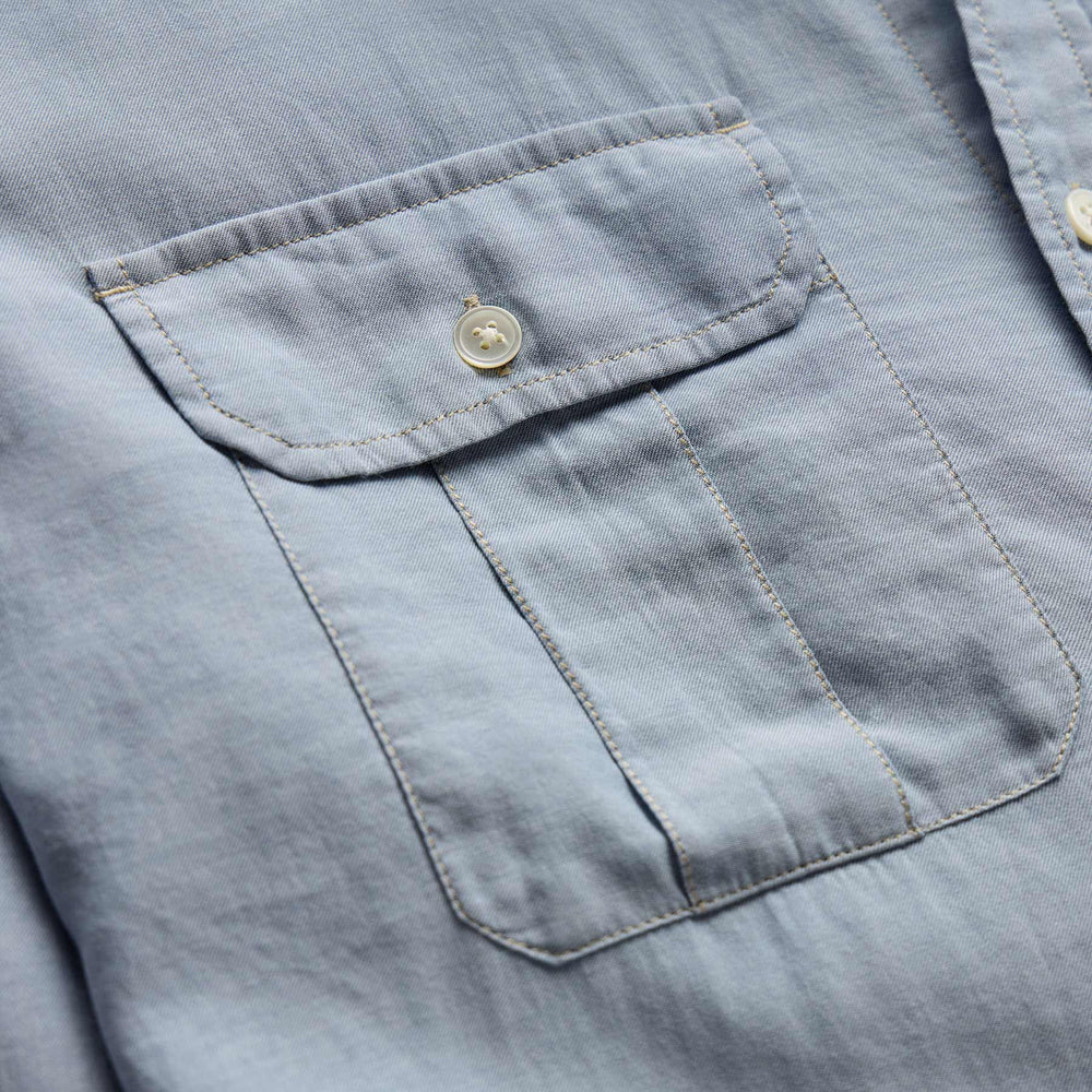 Featherweight Denim Utility Shirt in Bleach Wash | James Perse Los Angeles