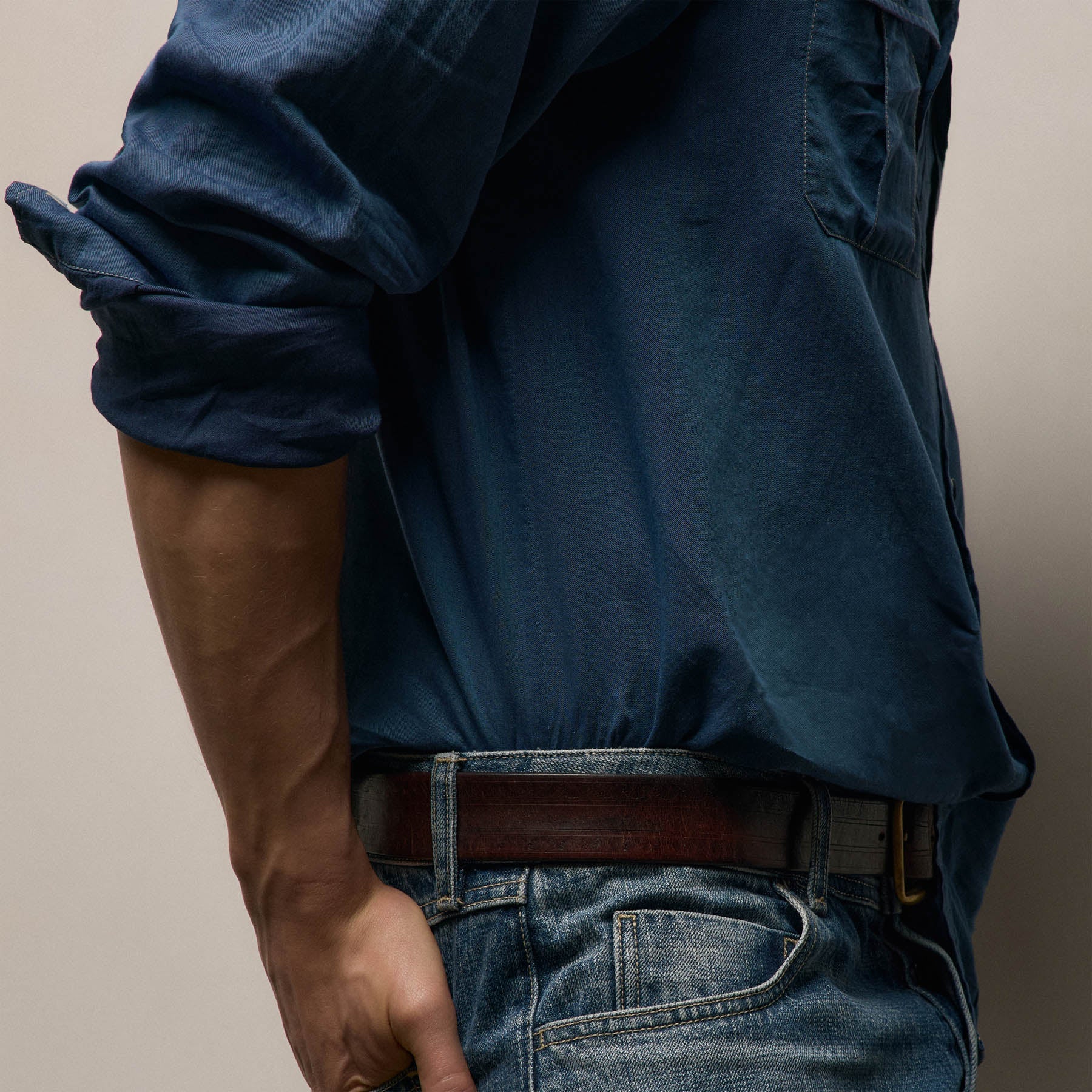 Featherweight Denim Utility Shirt in Medium Wash | James Perse Los Angeles