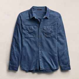 Featherweight Denim Utility Shirt in Medium Wash | James Perse Los Angeles