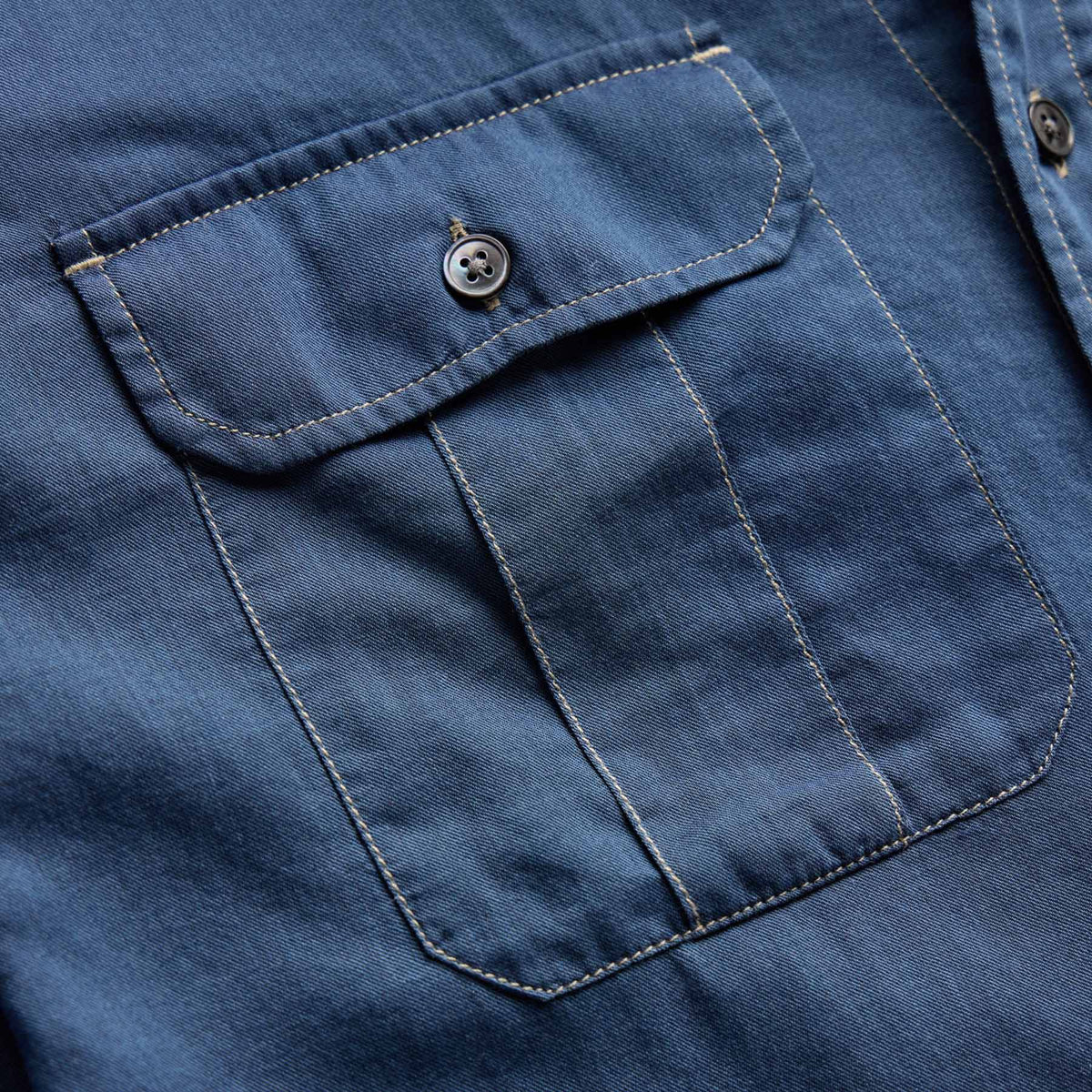 Featherweight Denim Utility Shirt in Medium Wash | James Perse Los Angeles