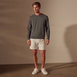 Stretch Cotton Crew Sweater in Flint | James Perse Los Angeles