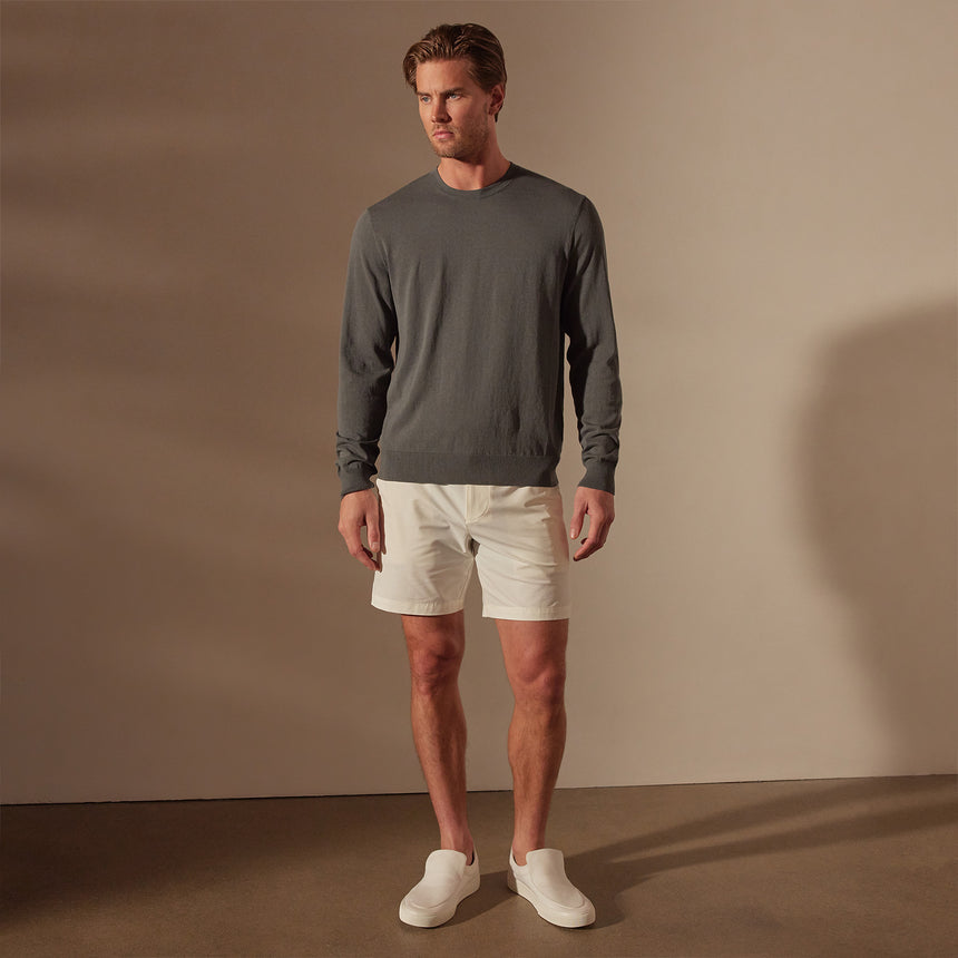 Stretch Cotton Crew Sweater in Flint | James Perse Los Angeles