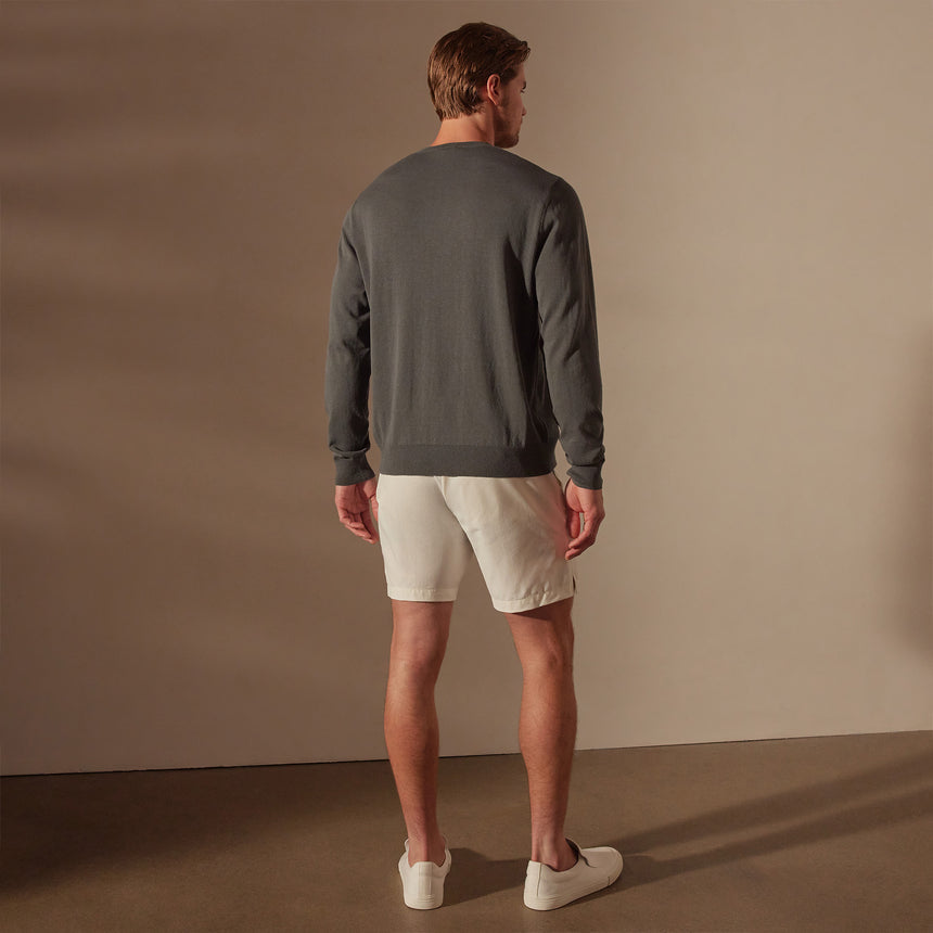 Stretch Cotton Crew Sweater in Flint | James Perse Los Angeles