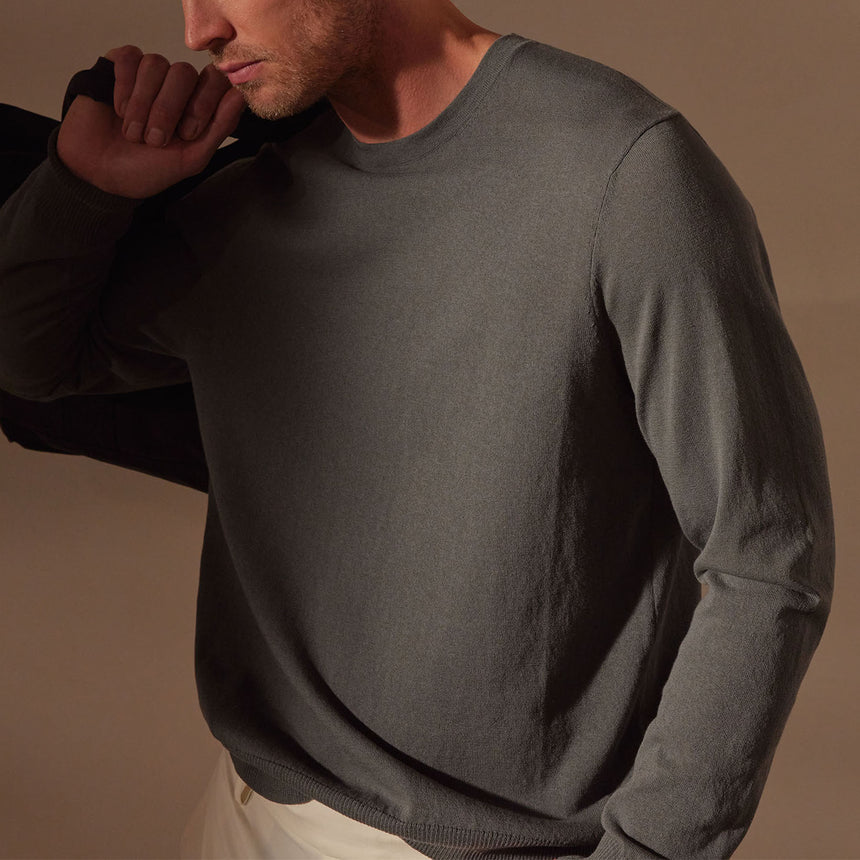 Stretch Cotton Crew Sweater in Flint | James Perse Los Angeles