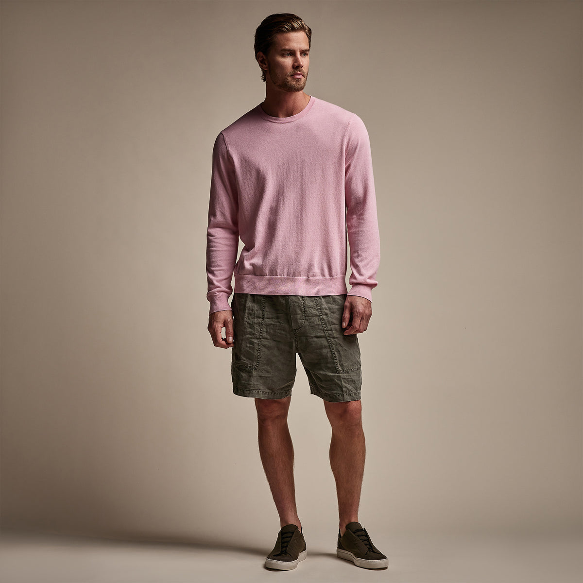 Stretch Cotton Crew Sweater in Peony | James Perse Los Angeles