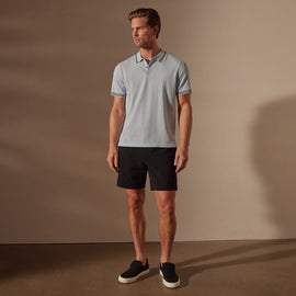 Double Retro Stripped Polo in Bleached Blue/Black | James Perse Los Angeles
