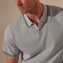 Double Retro Striped Polo in Bleached Blue/Black | James Perse Los Angeles