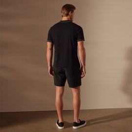 Double Retro Stripped Polo in Black/Flint | James Perse Los Angeles