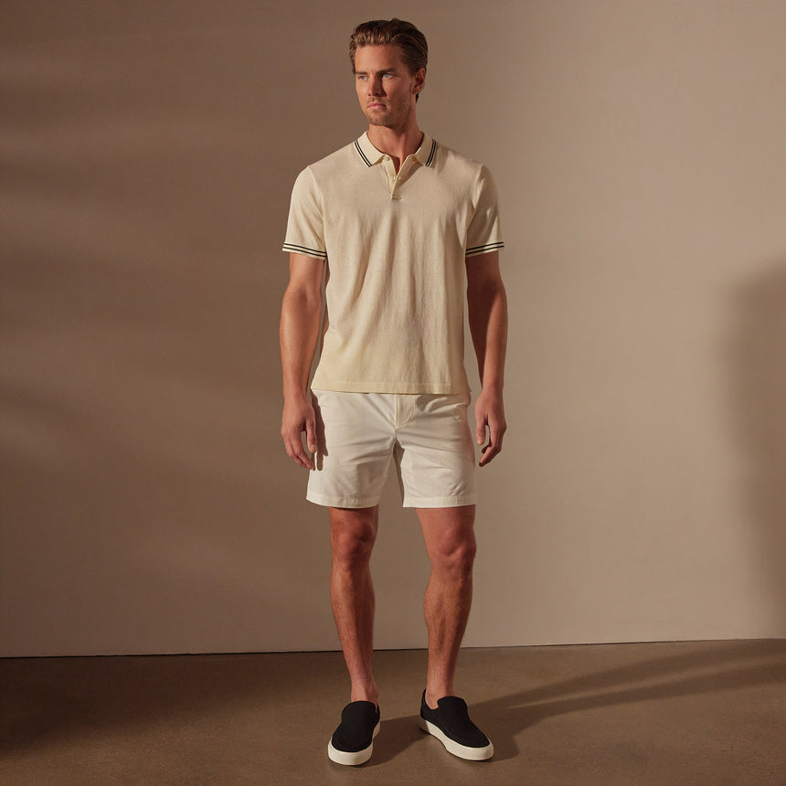 Double Retro Stripped Polo in Ivory/Black | James Perse Los Angeles