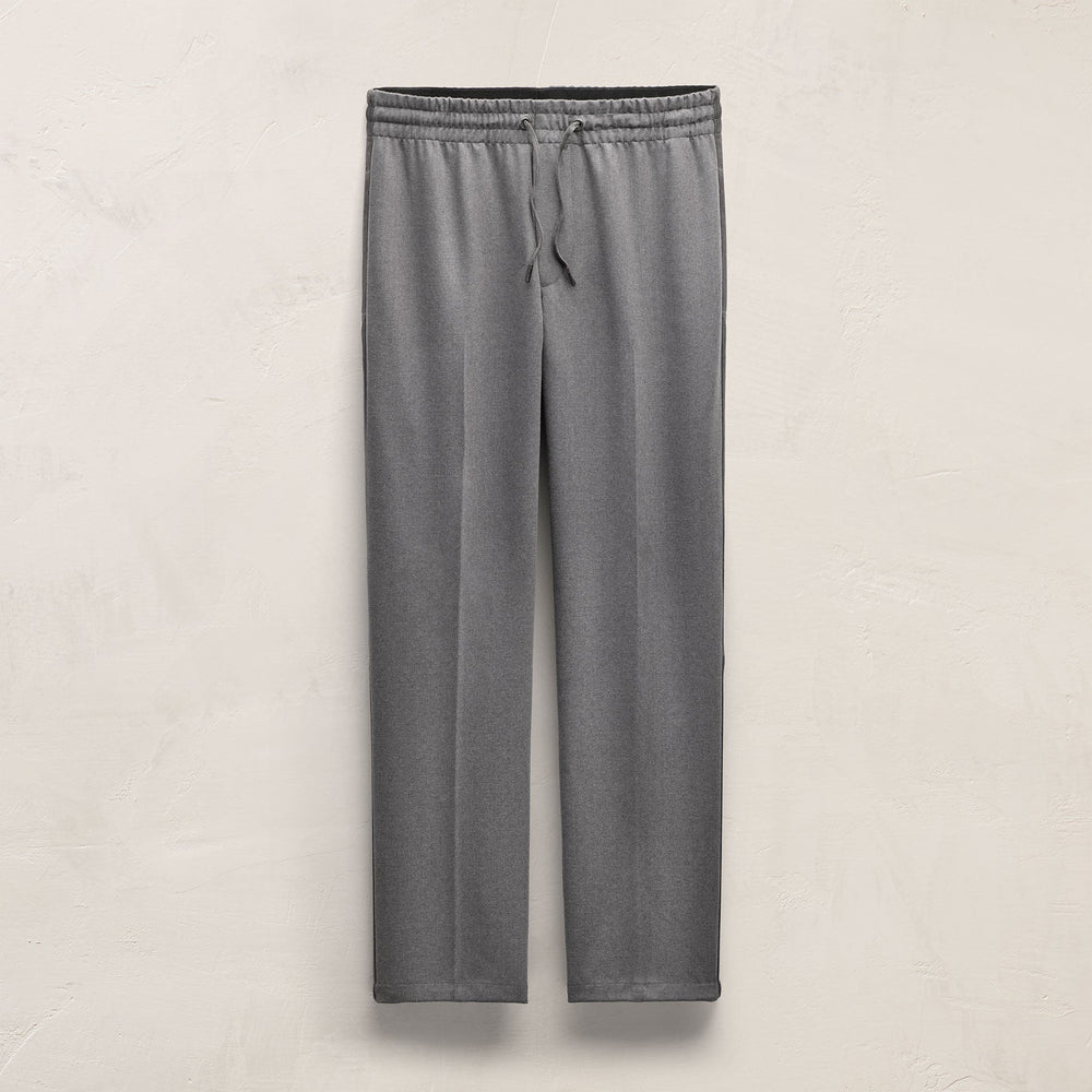 Suede Trim Wool Drawstring Trouser in Heather Grey | James Perse Los Angeles
