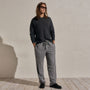 Suede Trim Wool Drawstring Trouser - Heather Grey