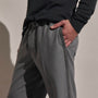 Suede Trim Wool Drawstring Trouser in Heather Grey | James Perse Los Angeles