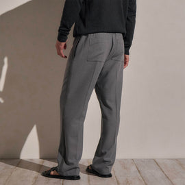 Suede Trim Wool Drawstring Trouser in Heather Grey | James Perse Los Angeles