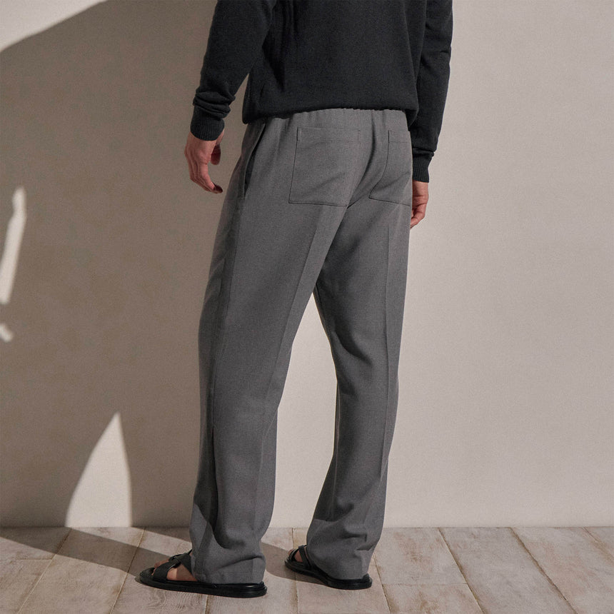 Suede Trim Wool Drawstring Trouser in Heather Grey | James Perse Los Angeles