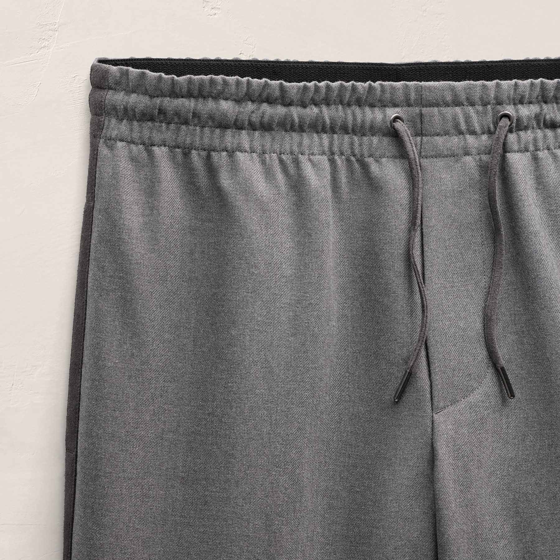 Suede Trim Wool Drawstring Short in Heather Grey | James Perse Los Angeles
