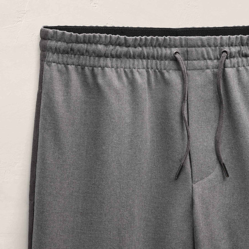 Suede Trim Wool Drawstring Short in Heather Grey | James Perse Los Angeles