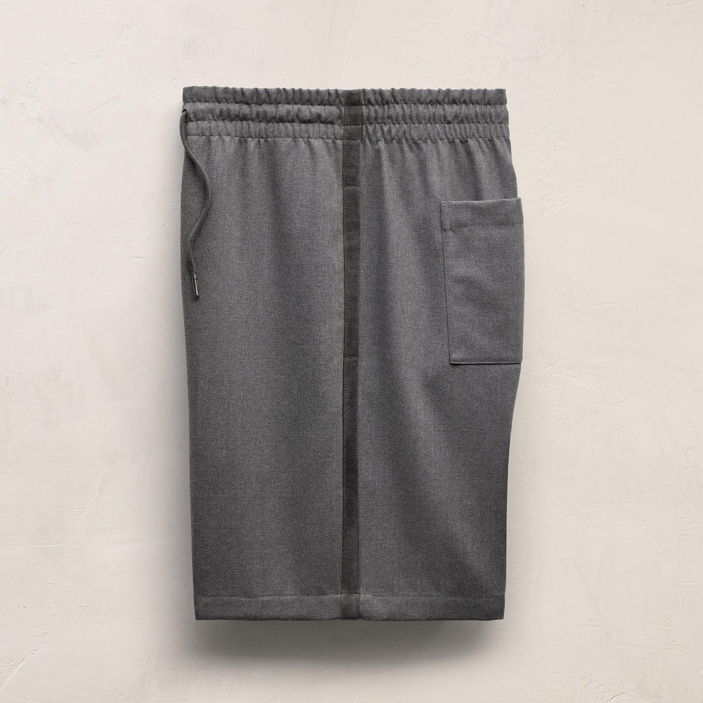 Suede Trim Wool Drawstring Short in Heather Grey | James Perse Los Angeles