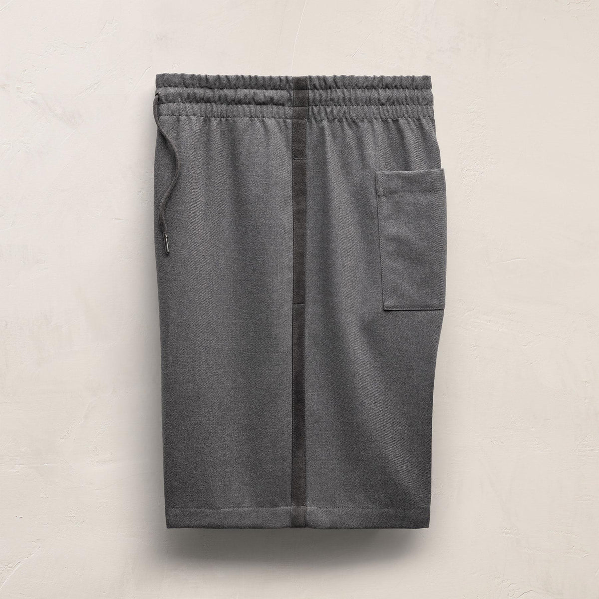 Suede Trim Wool Drawstring Short in Heather Grey | James Perse Los Angeles