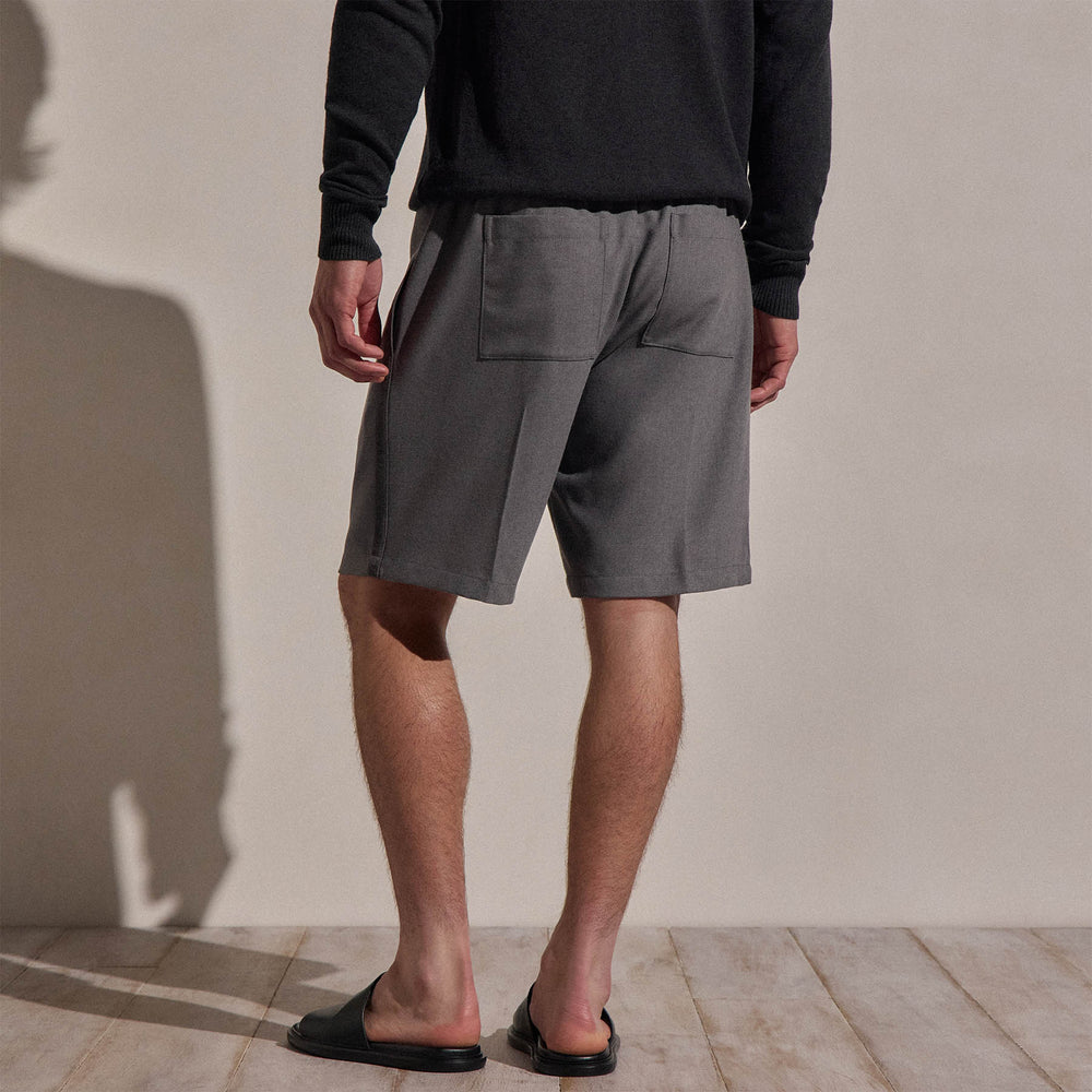 Suede Trim Wool Drawstring Short in Heather Grey | James Perse Los Angeles