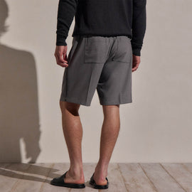 Suede Trim Wool Drawstring Short in Heather Grey | James Perse Los Angeles
