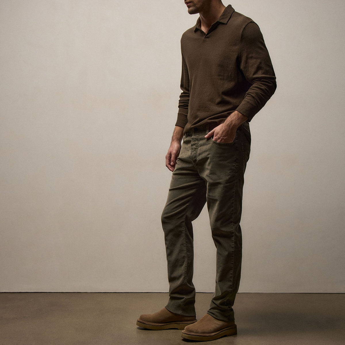 5 Pocket Corduroy Pant in Army Green Pigment | James Perse Los Angeles