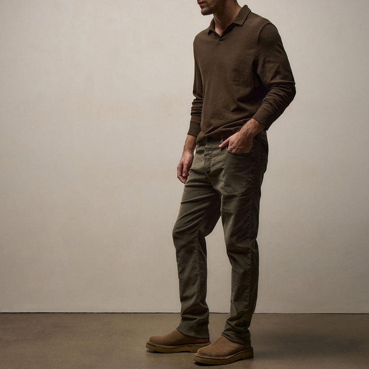 5 Pocket Corduroy Pant in Army Green Pigment | James Perse Los Angeles