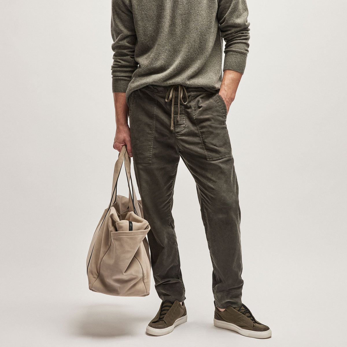 Corduroy Utility Pant in Dark Olive Pigment | James Perse Los Angeles