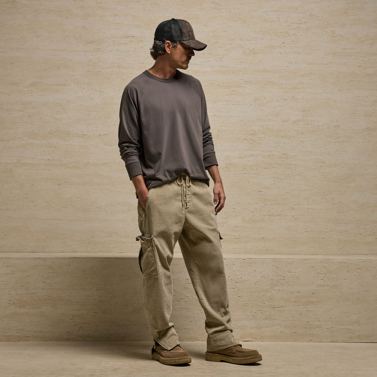 Corduroy Utility Pant in Light Khaki Pigment | James Perse Los Angeles