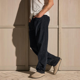 Corduroy Wide Leg 5 Pocket Pant in Classic Navy | James Perse Los Angeles
