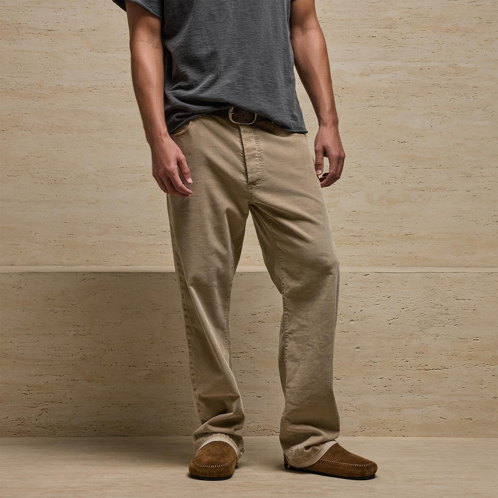 Corduroy Wide Leg 5 Pocket Pant in Cement Pigment | James Perse Los Angeles