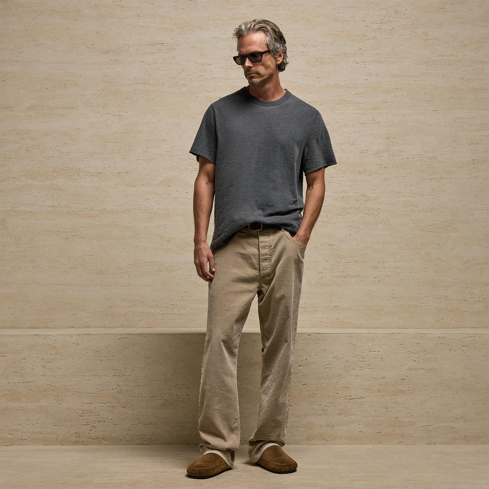 Corduroy Wide Leg 5 Pocket Pant in Cement Pigment | James Perse Los Angeles