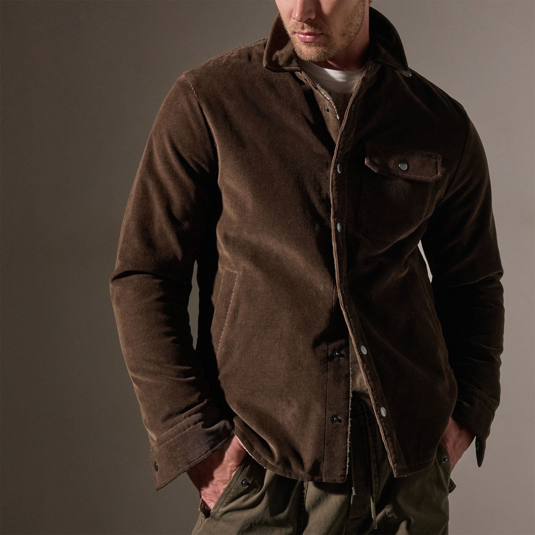 Corduroy Sherpa Jacket - Umber | James Perse Los Angeles