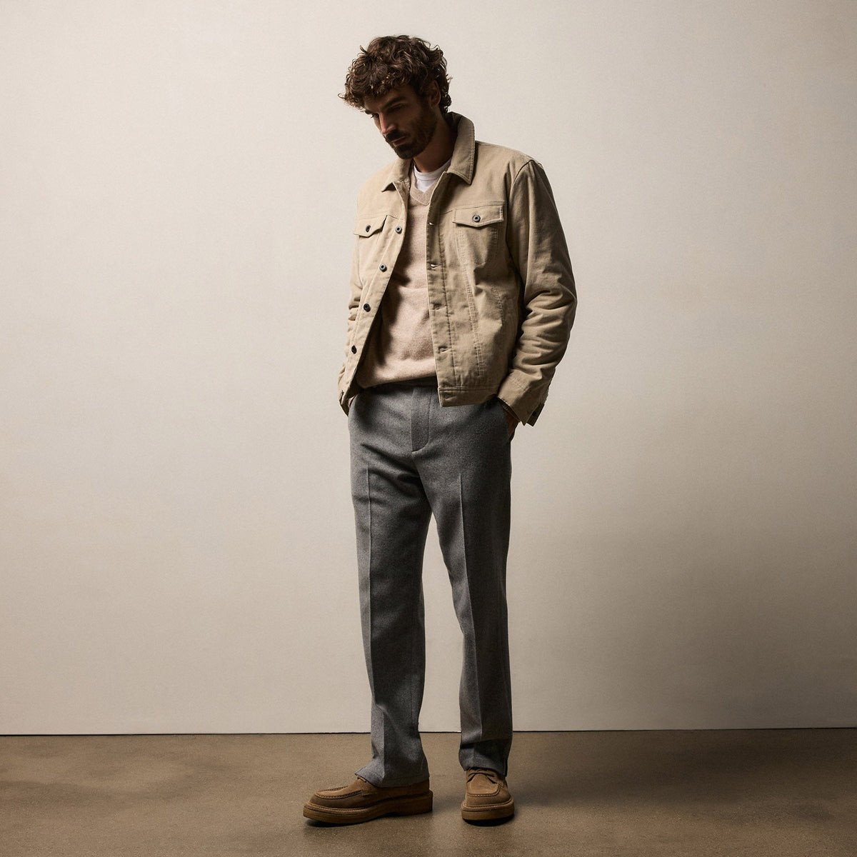 Corduroy Jacket in Stone | James Perse Los Angeles