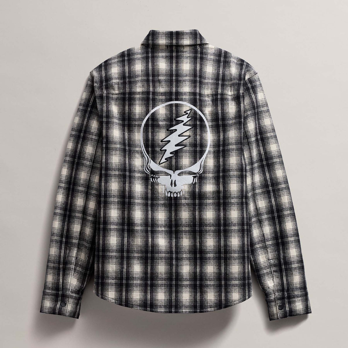 Men's Grateful Dead Sherpa Plaid Jacket in Black/White | James Perse Los Angeles