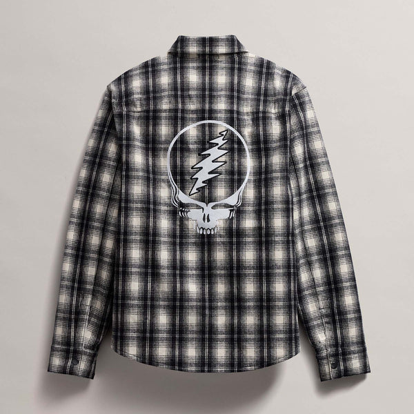 Men's Grateful Dead Sherpa Plaid Jacket in Black/White | James Perse Los Angeles