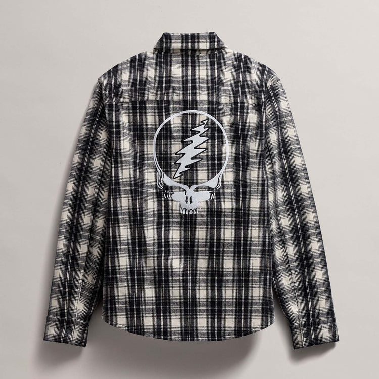 Men's Grateful Dead Sherpa Plaid Jacket in Black/White | James Perse Los Angeles