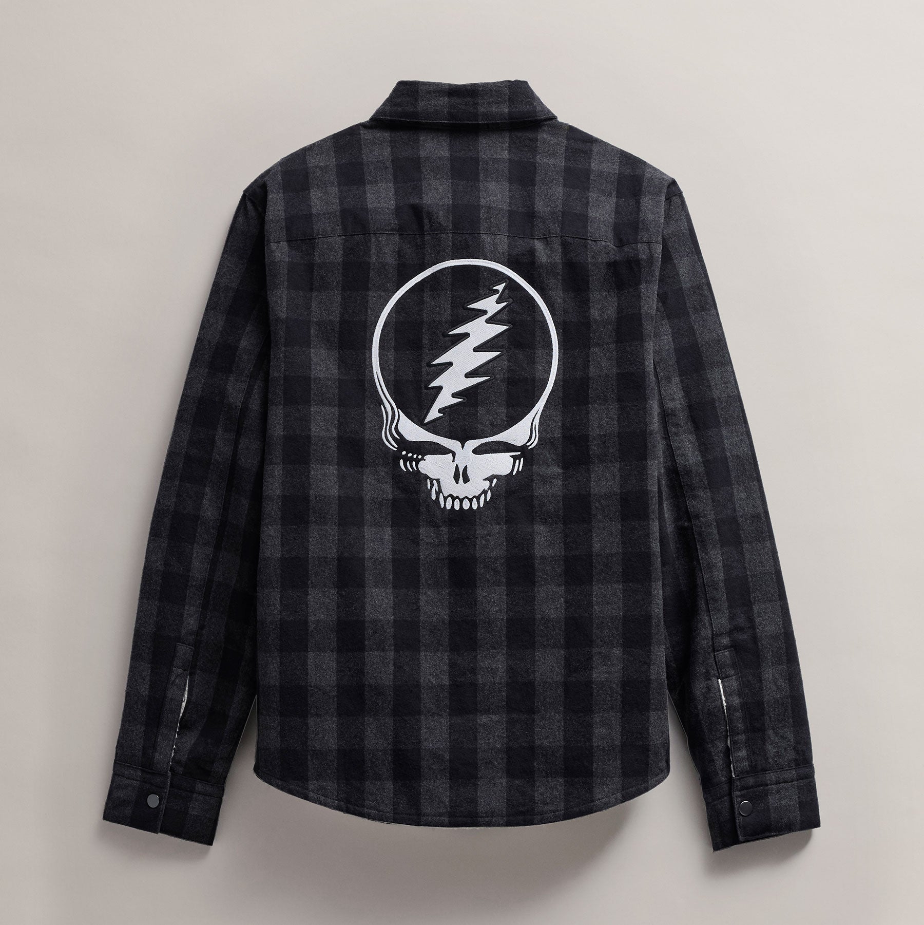 Men's Grateful Dead Sherpa Plaid Jacket in Flannel/Black | James Perse Los Angeles