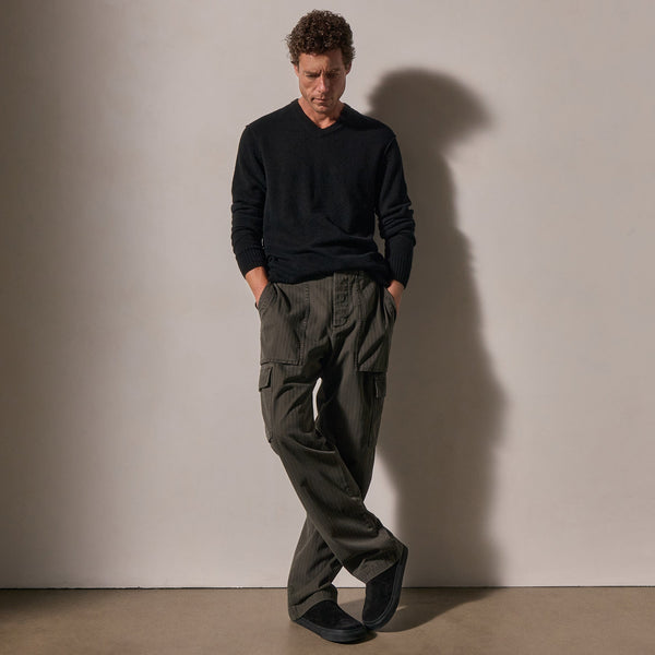 Stretch Herringbone Utility Pant in Granite Pigment | James Perse Los Angeles