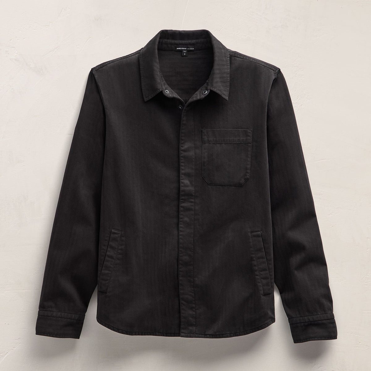 Herringbone Twill Shirting in Black | James Perse Los Angeles