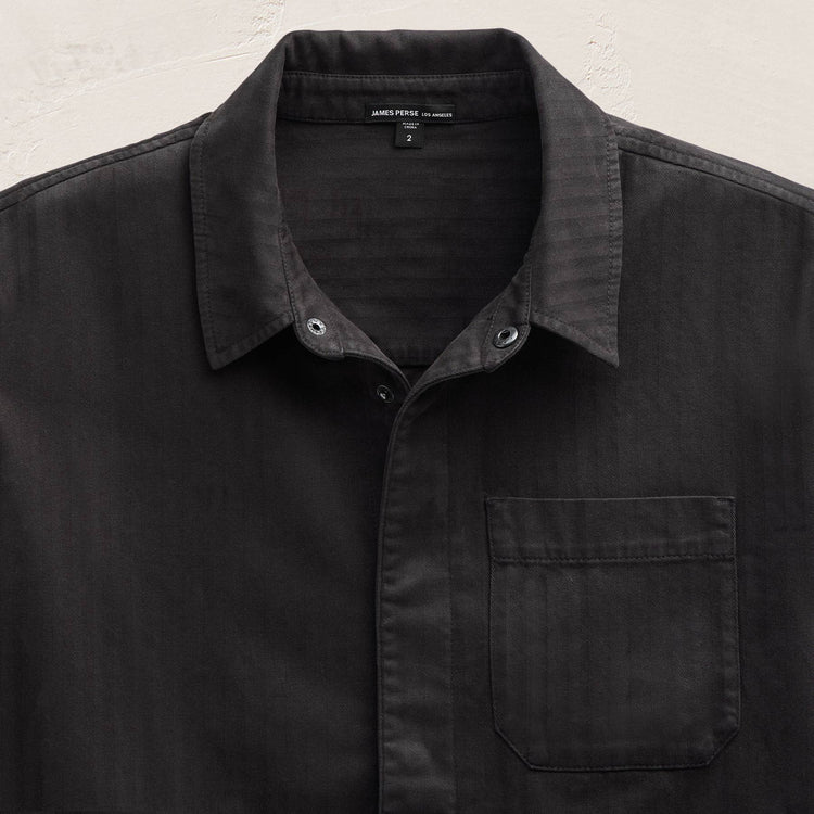 Herringbone Twill Shirting in Black | James Perse Los Angeles