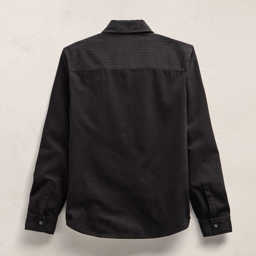 Herringbone Twill Shirting in Black | James Perse Los Angeles FLAT