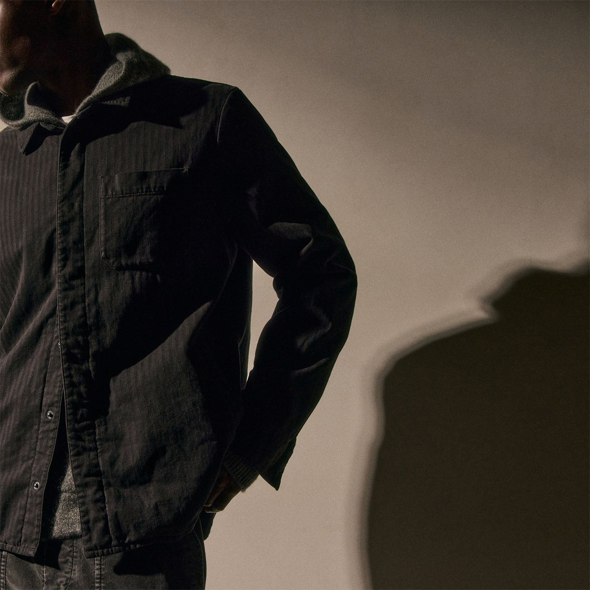 Herringbone Twill Shirting in Black | James Perse Los Angeles