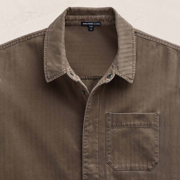 Herringbone Twill Shirting in Caribou Pigment | James Perse Los Angeles