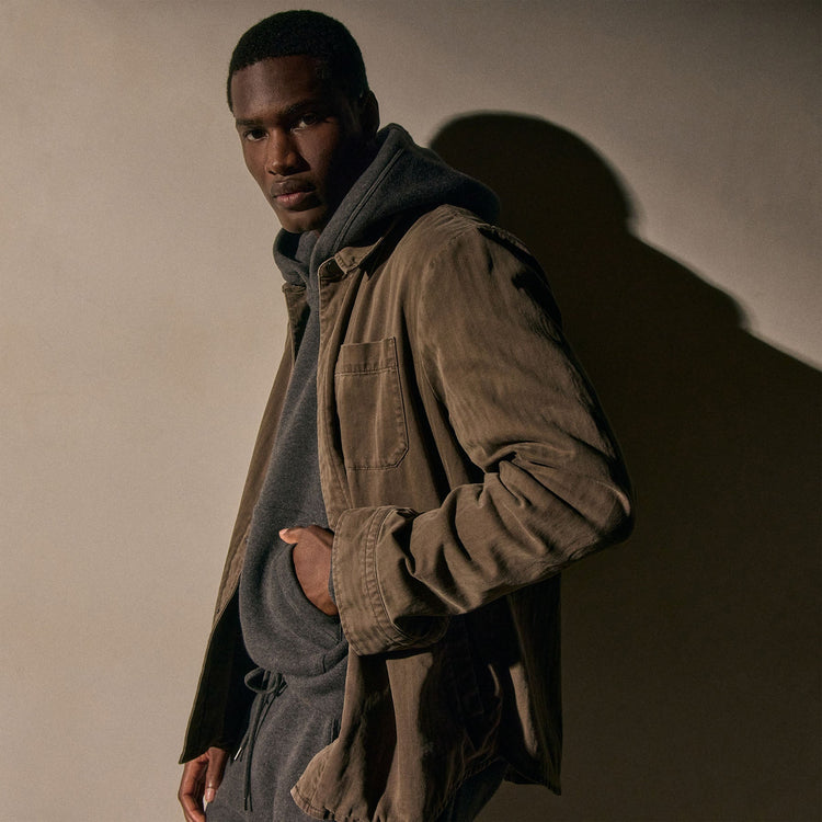 Herringbone Twill Shirting in Caribou Pigment | James Perse Los Angeles