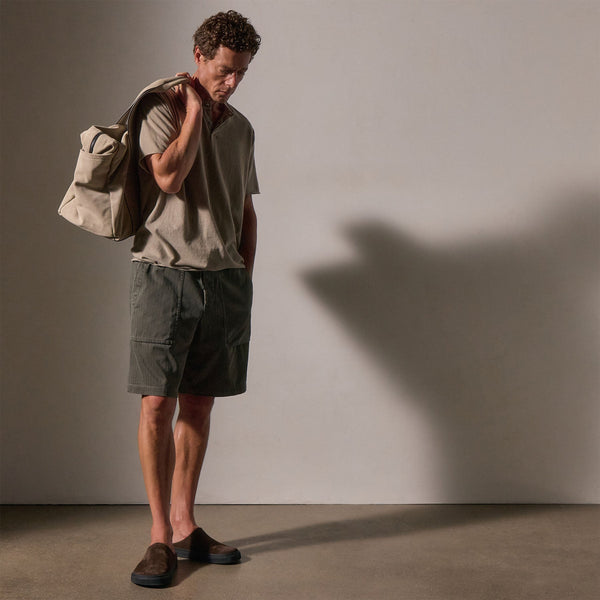 Brushed Hrrngbn Twll Utlty Short in Granite Pigment | James Perse Los Angeles