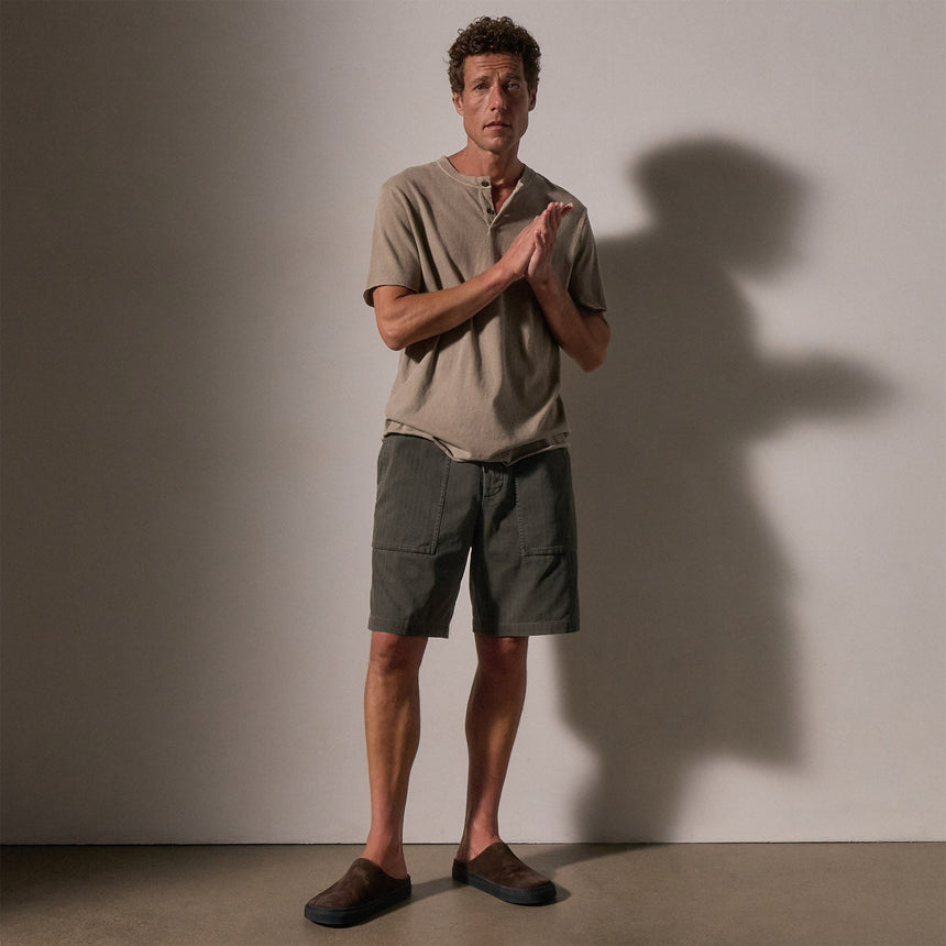 Brushed Hrrngbn Twll Utlty Short in Granite Pigment | James Perse Los Angeles