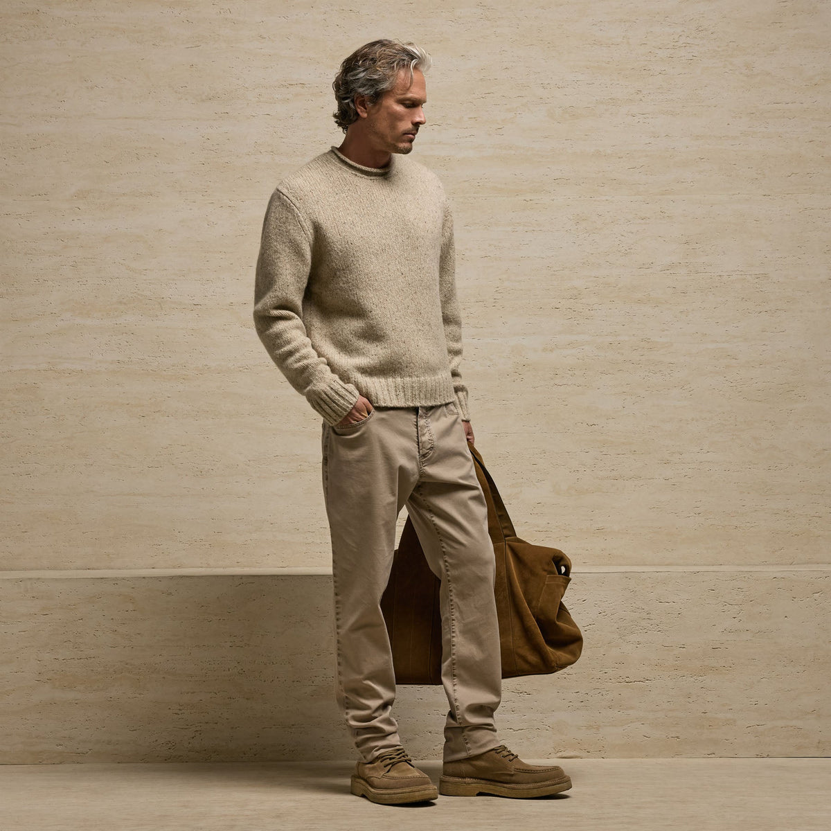 Brushed Twill 5 Pocket Pant in Cement Pigment | James Perse Los Angeles