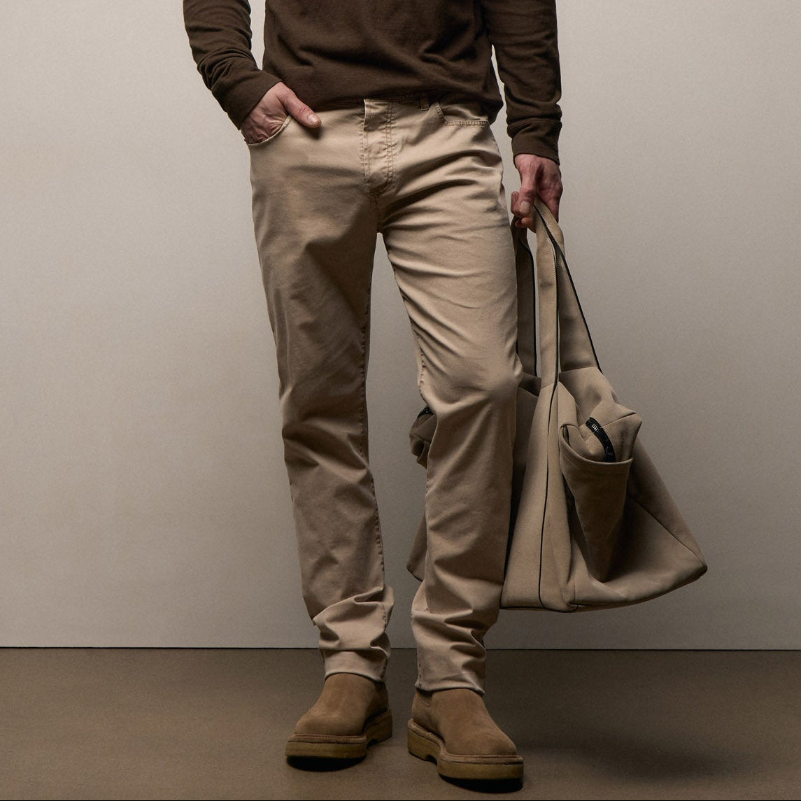 Brushed Twill 5 Pocket Pant in Stone Pigment | James Perse Los Angeles  / womens