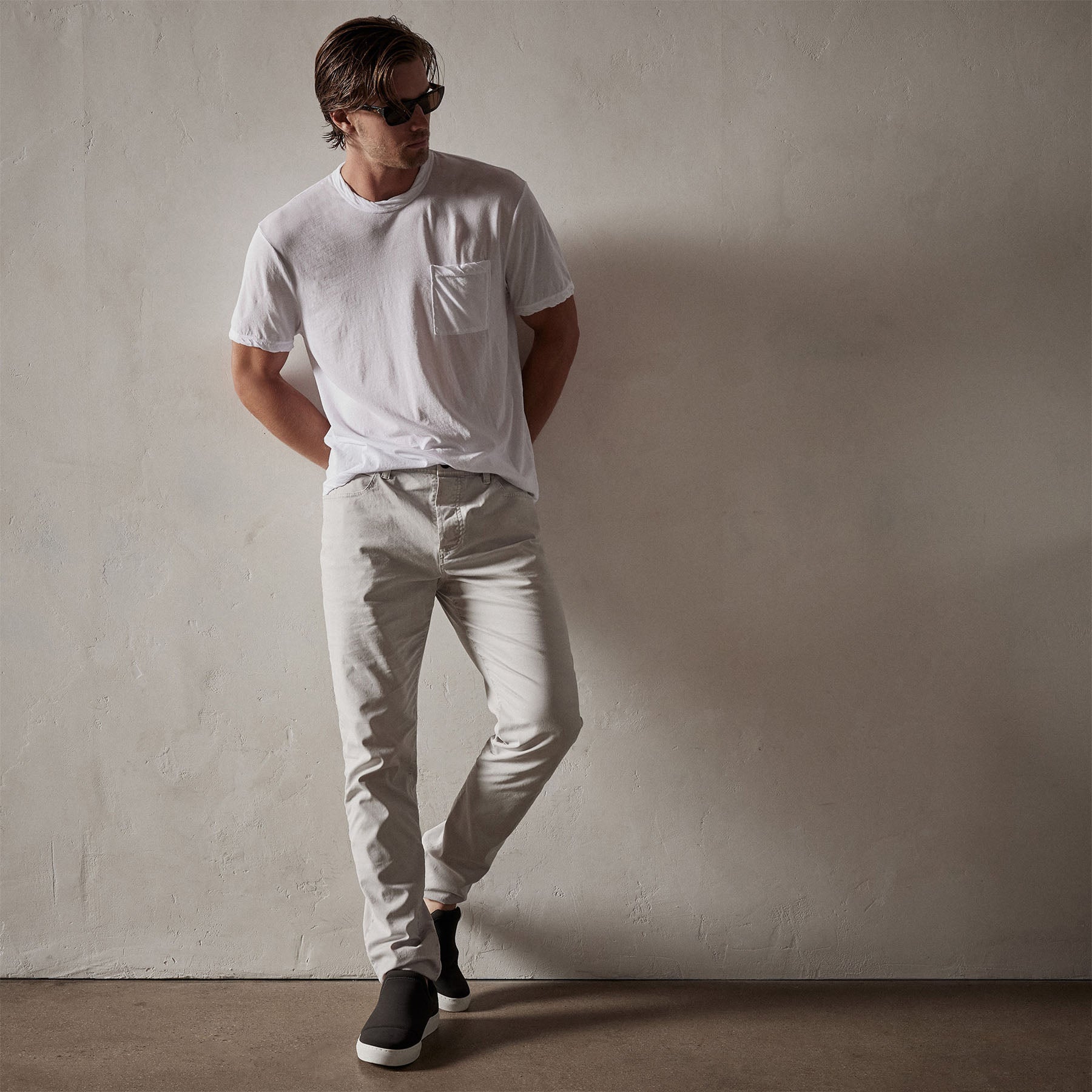 Brushed Twill 5 Pocket Pant in Salt Pigment | James Perse Los Angeles