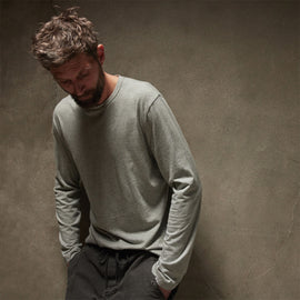 Long Sleeve Crew Neck in Heather Grey | James Perse Los Angeles